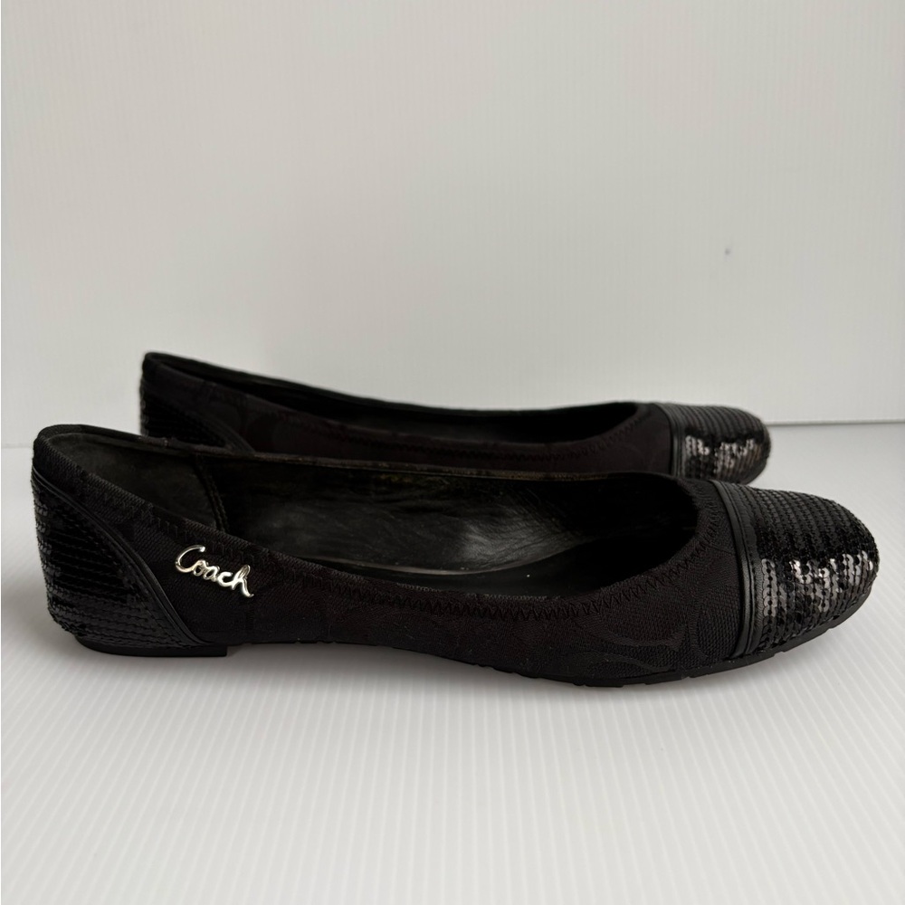 Coach Signature jacquard Ballet Flats With Sequins Black  Size 9 EUC